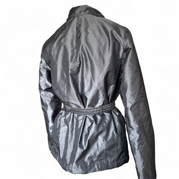 Express Women's Gray Silver Metallic Charcoal Belted Utility Jacket, Size Small - Picture 4 of 8